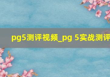 pg5测评视频_pg 5实战测评